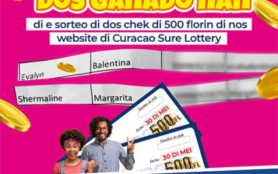 Pabien na nos dos ganado nan di e sorteo di dos chek di 500 florin di nos website di Curacao Sure Lottery