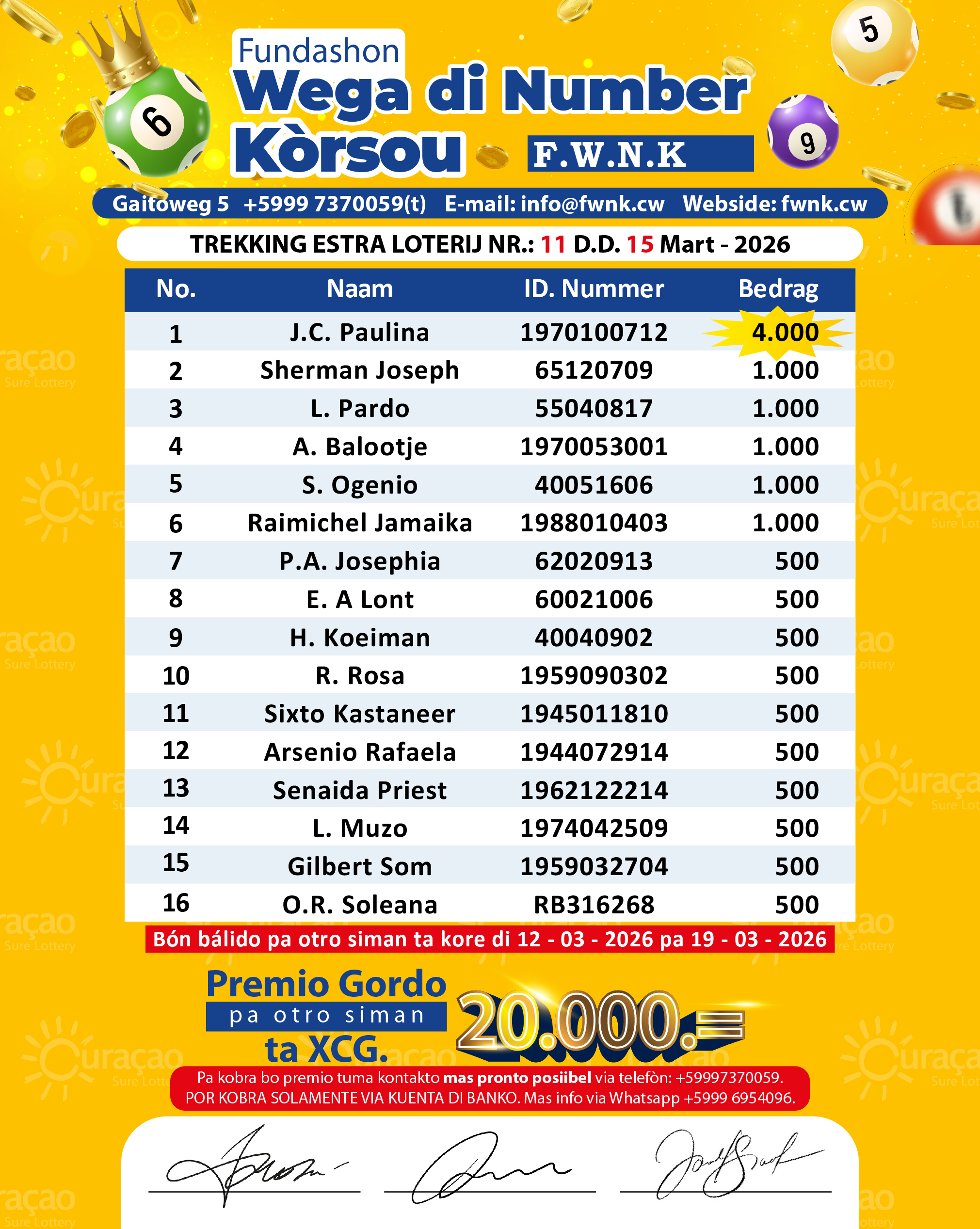 05 – Ganadores Sorteo Extra