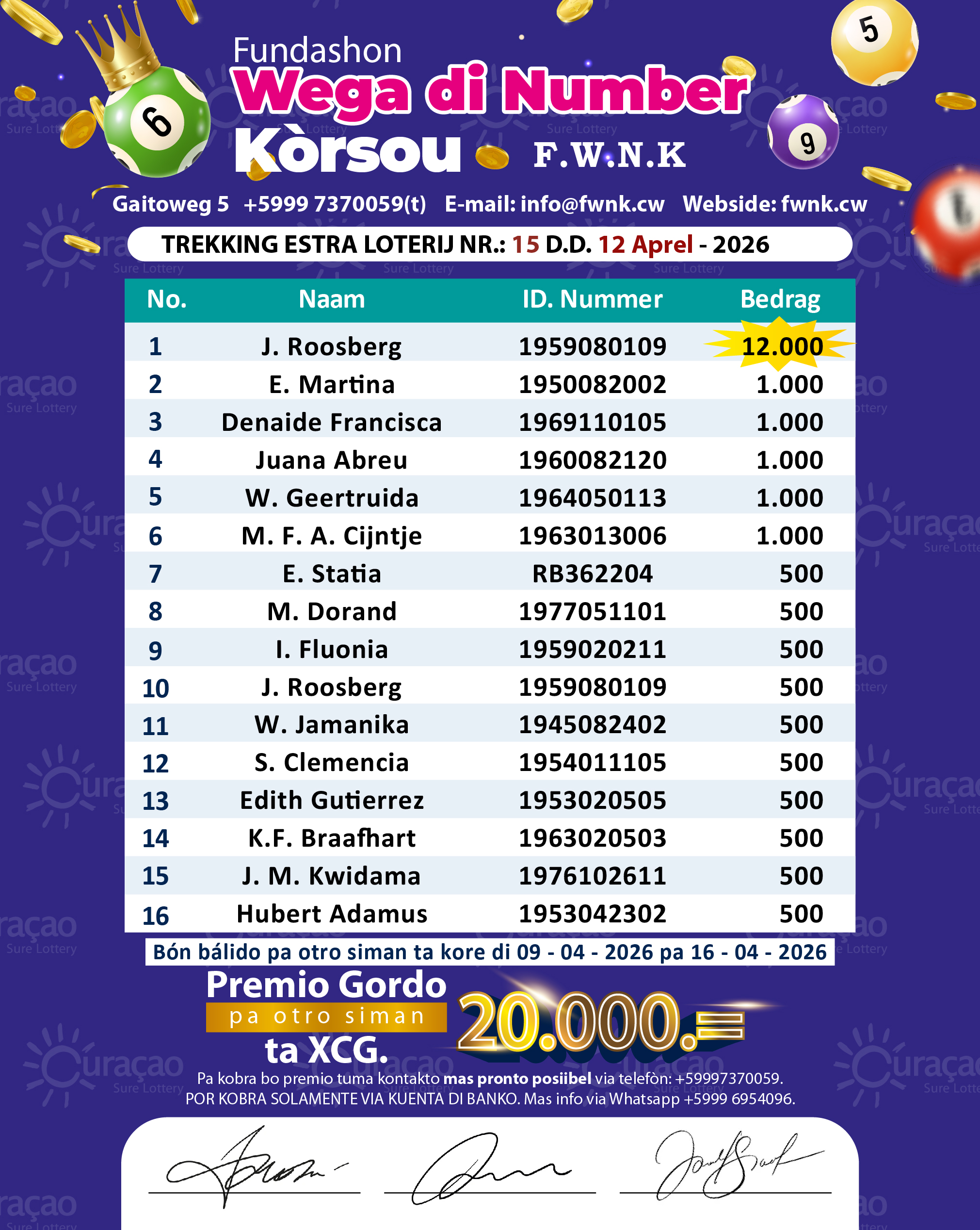 05 – Ganadores Sorteo Extra
